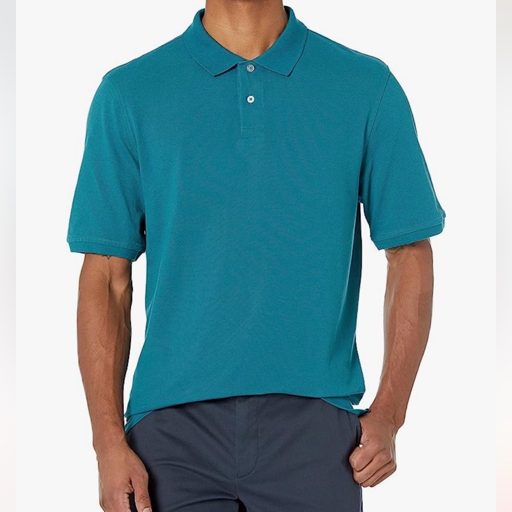 Goodfellow - Men’s Standard-Fit Loring Polo Shirt in Peacock Teal Blue